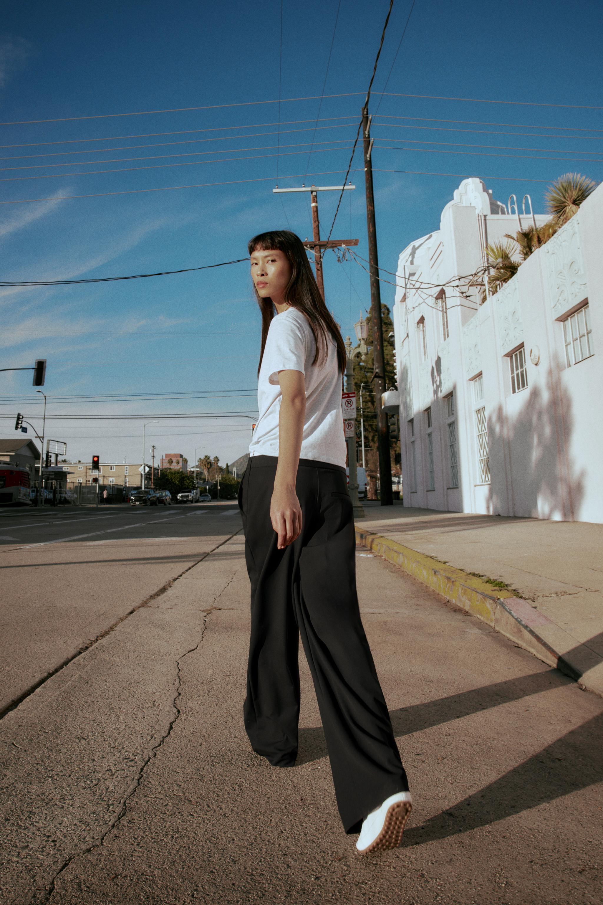 PANTALON LARGE À TAILLE DOUBLE